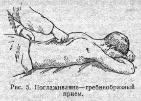 Гребнеобразный прием массажа при поглаживании