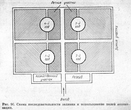 Схема последовательности заливки и использование полей ассенизации